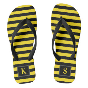 Zwart-gele gestreepte hommel teenslippers