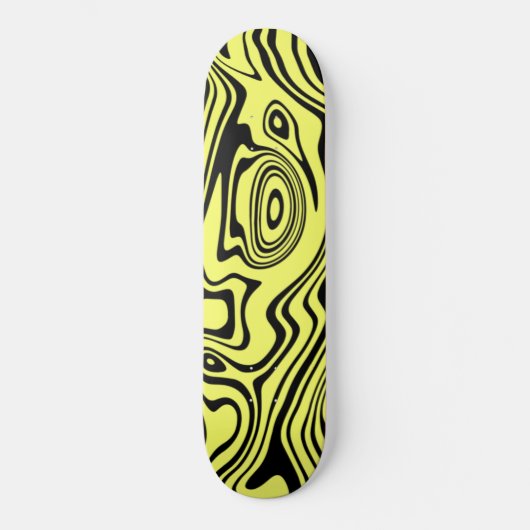 Zwart Gele Golven Skateboard of Kies Kleur (Voorkant)