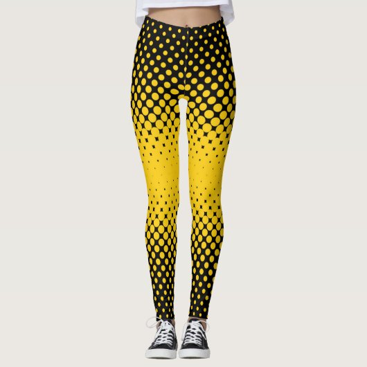 Zwart-gele halftone stippen leggings (Voorkant)