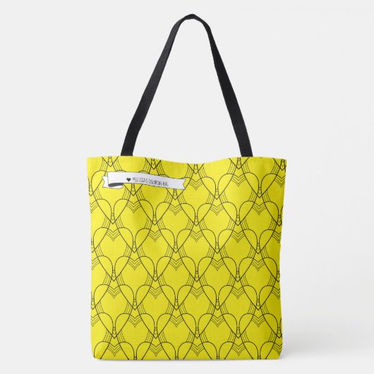 Zwart-gele hartritmepatroonkleurige GoBag-Tas Tote Bag (Achterkant)