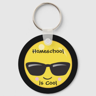 Zwart-gele Homeschool is Cool Emoji Sleutelhanger