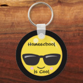 Zwart-gele Homeschool is Cool Emoji Sleutelhanger (Voorkant)