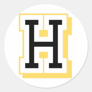 Zwart-gele letter H Ronde Sticker