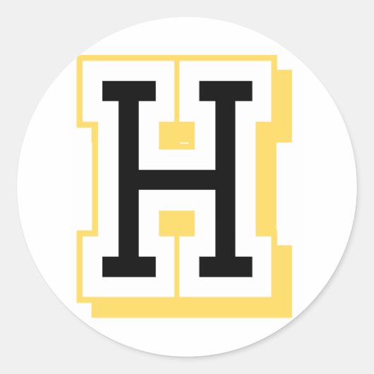 Zwart-gele letter H Ronde Sticker (Voorkant)