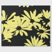 Zwart-gele madeliefjes cadeaupapier (Vlak)