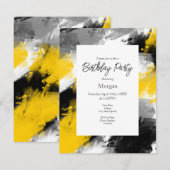 Zwart-gele, moderne Abstracte penseelstreken Kaart (Voorkant / Achterkant)