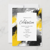 Zwart-gele, moderne Abstracte penseelstreken Kaart (Voorkant)