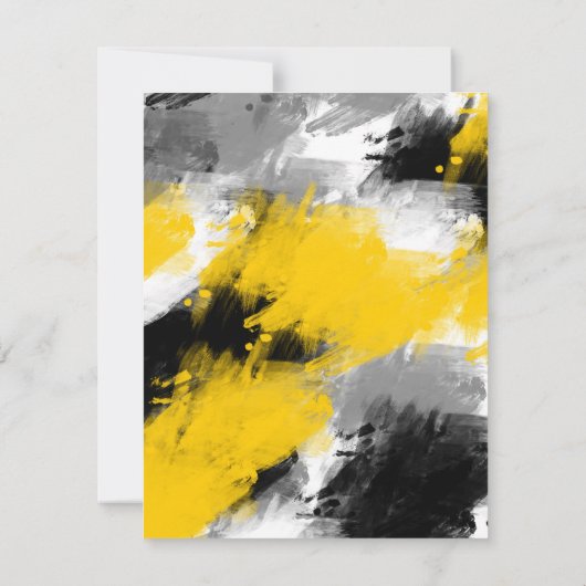 Zwart-gele, moderne Abstracte penseelstreken Kaart (Achterkant)