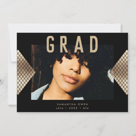 Zwart-gele moderne geometrische goudoliefanon aankondiging (Voorkant)