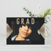 Zwart-gele moderne geometrische goudoliefanon aankondiging (Staand voorkant)