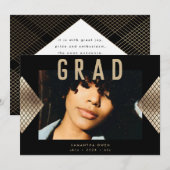 Zwart-gele moderne geometrische goudoliefanon aankondiging (Voorkant / Achterkant)