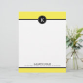 Zwart-gele monogram briefterhead persoonlijk briefhoofd (Staand voorkant)