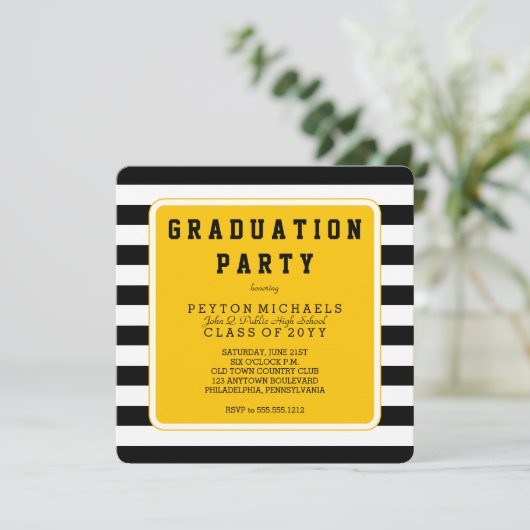 Zwart | Gele partij met gestreept graduvel Kaart (Staand voorkant)