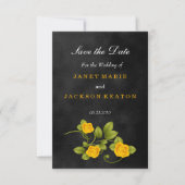 Zwart-gele rozenweddenschap - Bewaar de datum Save The Date (Voorkant)