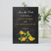 Zwart-gele rozenweddenschap - Bewaar de datum Save The Date (Staand voorkant)