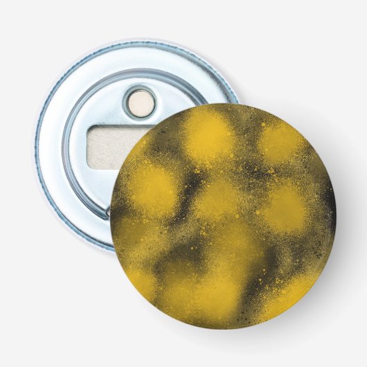 Zwart-gele schildballen button flesopener (Voorkant)