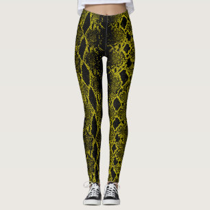 Zwart-gele slangenhuid leggings