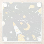 Zwart-gele sterren, motorkap glazen onderzetter (Achterkant)