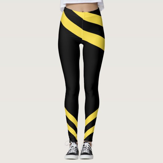 Zwart-gele strips Leggings voor uitvoer (Voorkant)