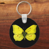 Zwart-gele  vlinderillustratie sleutelhanger (Voorkant)