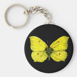 Zwart-gele  vlinderillustratie sleutelhanger