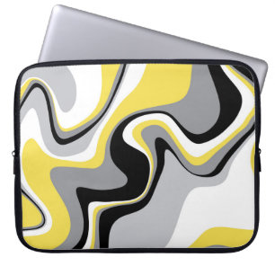 Zwart-gele vloeistof Abstract Laptop Sleeve