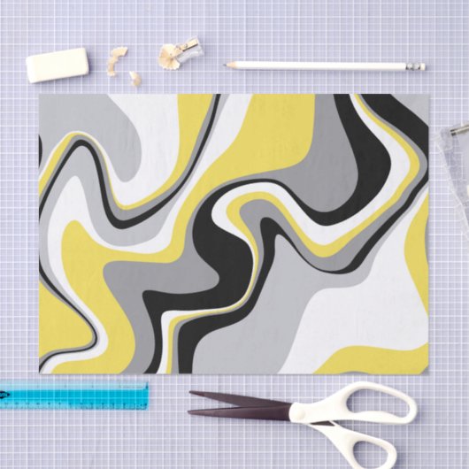 Zwart-gele vloeistof Abstract Tissuepapier (Craft)