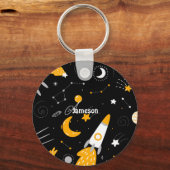 Zwart-gele witte nachtelijke buitenruimteschakel sleutelhanger (Voorkant)