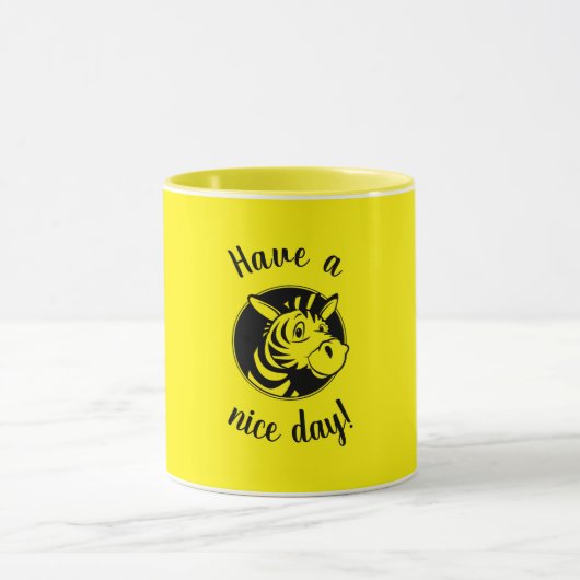 Zwart-gele zebra "Prettige dag" mok (Midden)