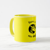 Zwart-gele zebra "Prettige dag" mok (Voorkant links)