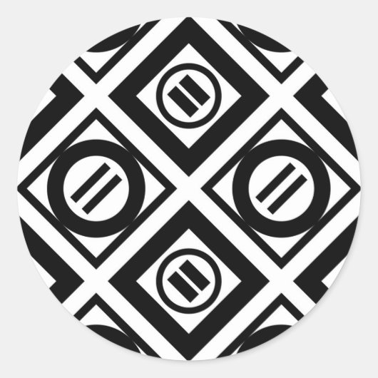 Zwart, gelijkwaardig gebarentaal Geometrisch patro Ronde Sticker (Voorkant)