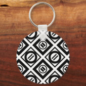 Zwart, gelijkwaardig gebarentaal Geometrisch patro Sleutelhanger (Voorkant)