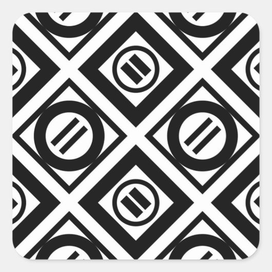 Zwart, gelijkwaardig gebarentaal Geometrisch patro Vierkante Sticker (Voorkant)