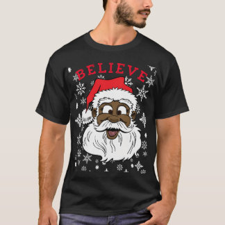 Zwart Geloof Santa Fun Gekke Santa Afrikaans Ameri T-shirt