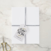 Zwart Gelukkig Nieuwjaar Moderne Calligrafie Krans Cadeaulabel (Met Touw)