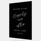 Zwart gelukkig ooit na bruiloft welkom acryl bord (Hoek)