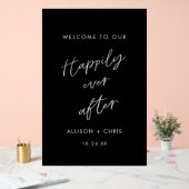 Zwart gelukkig ooit na bruiloft welkom acryl bord (Huwelijk)