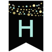 Zwart Gelukkige verjaardag bunting vlaggen, lichte Vlaggetjes (Tweede vlag)