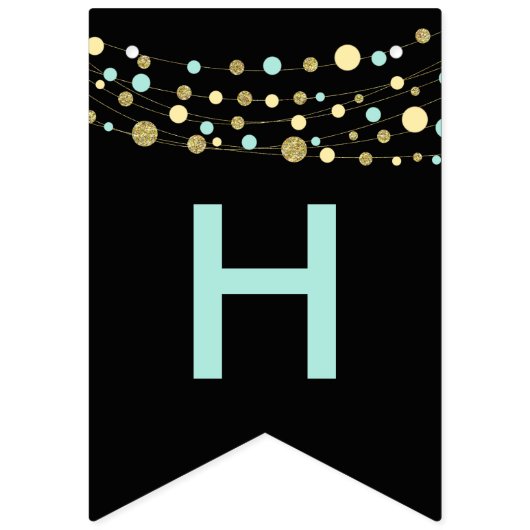 Zwart Gelukkige verjaardag bunting vlaggen, lichte Vlaggetjes (Tweede vlag)