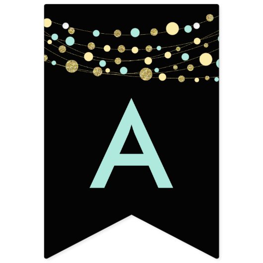 Zwart Gelukkige verjaardag bunting vlaggen, lichte Vlaggetjes (Derde vlag)