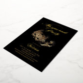 Zwart gemaskerd feest folie uitnodiging (Gedraaid)