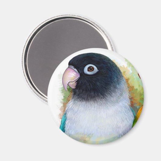 Zwart gemaskerde lovebird magneet (Voorkant / Achterkant)