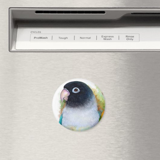 Zwart gemaskerde lovebird magneet (Insitu (Vaatwasser))