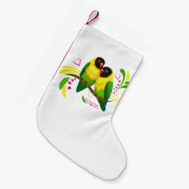 Zwart gemaskerde vedervogels kleine kerstsok