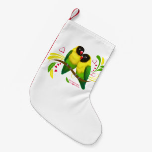 Zwart gemaskerde vedervogels kleine kerstsok