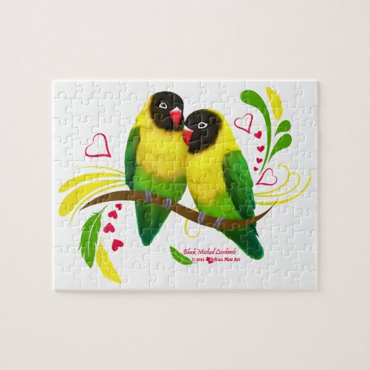 Zwart gemaskerde vedervogels legpuzzel (Horizontaal)