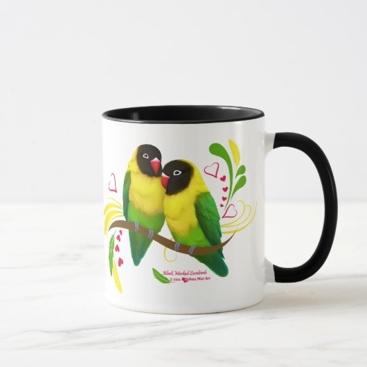 Zwart gemaskerde vedervogels mok (Rechts)