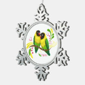Zwart gemaskerde vedervogels tin sneeuwvlok ornament (Rechts)