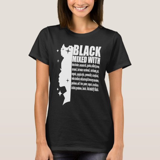 Zwart gemengd met zwarte geschiedenis maand Afrika T-shirt (Voorkant)