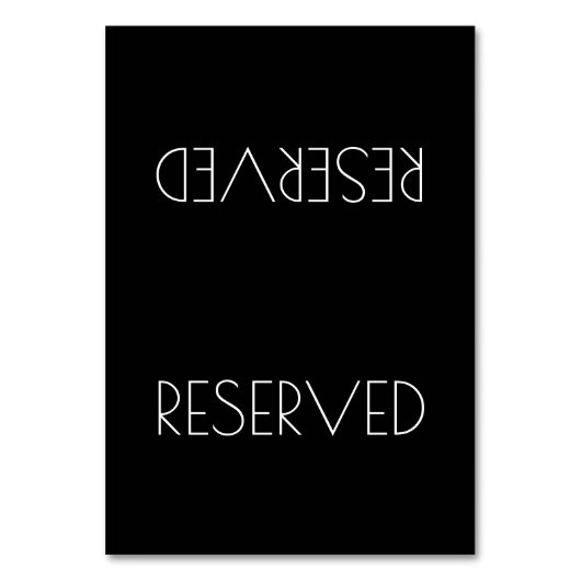 Zwart gemerkte eenvoudige gereserveerde zitplaats kaart (Voorkant)